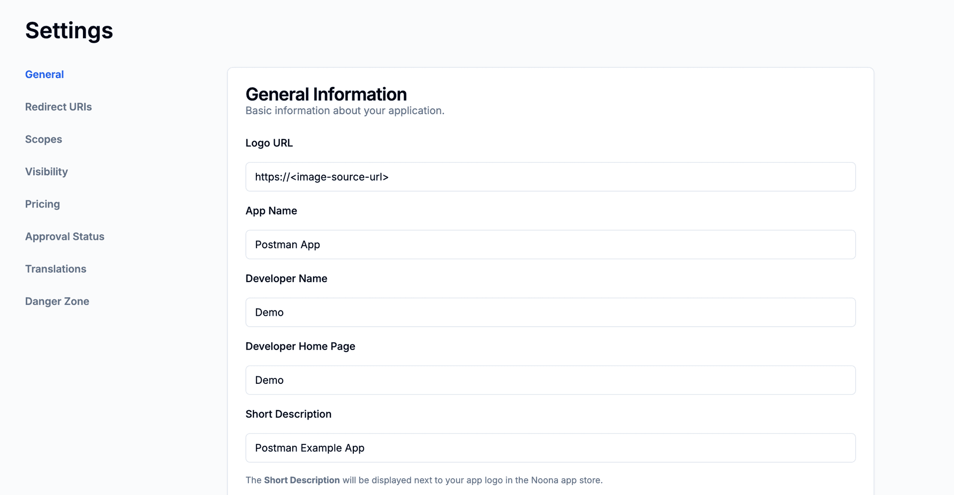 App General Settings