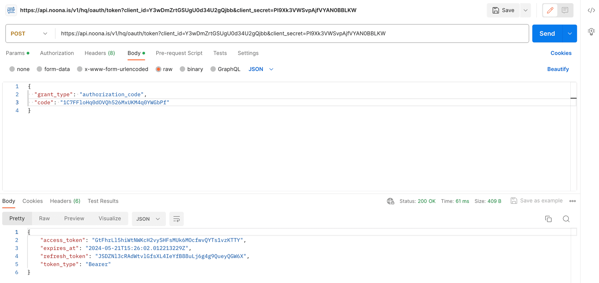 Code Exchange in Postman